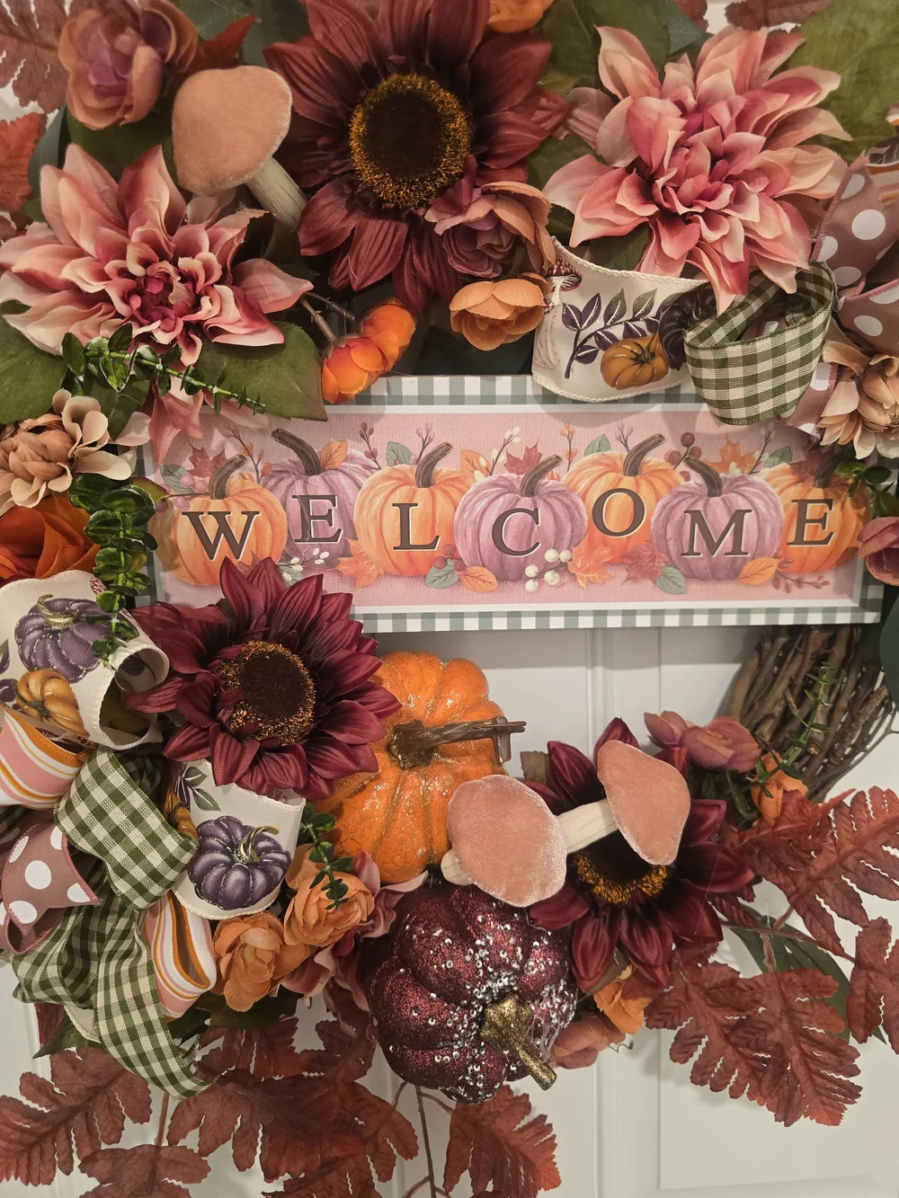 Autumn Floral Welcome Wreath - Orange & Rust Fall
